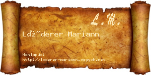 Lóderer Mariann névjegykártya
